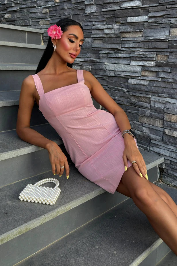Vestido mini de mezcla de lino Catherine