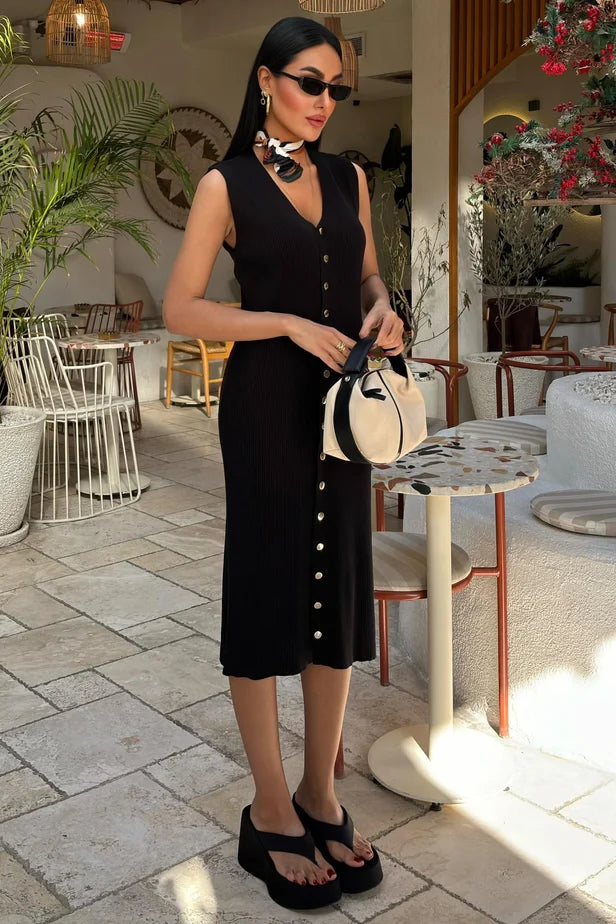Vestido sin mangas acanalado Ariane