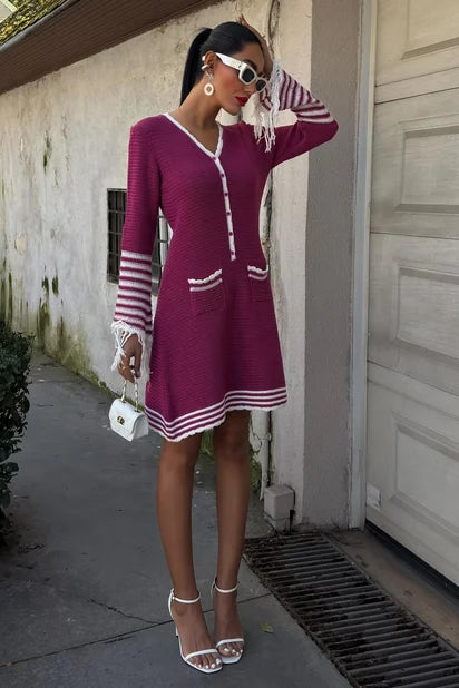 Vestido midi de punto Lili con cierre de botones