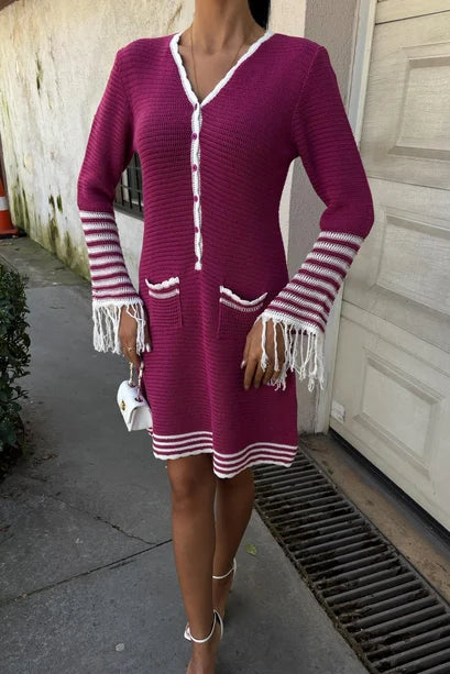 Vestido midi de punto Lili con cierre de botones