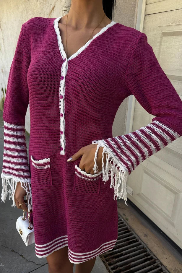 Vestido midi de punto Lili con cierre de botones