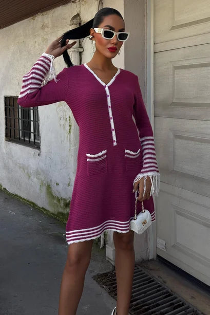 Vestido midi de punto Lili con cierre de botones