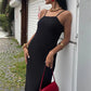 Vestido maxi de punto de encaje Julia con tirantes ajustables