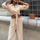 Conjunto de camisa Ayrobin y pantalones de pierna ancha