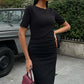 Vestido Midi Adeline con Cintura Plisada