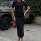 Vestido Midi Adeline con Cintura Plisada