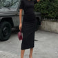 Vestido Midi Adeline con Cintura Plisada