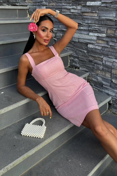 Vestido mini de mezcla de lino Catherine