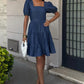 Vestido corto de algodón con escote cuadrado Clementine