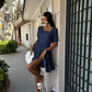 Vestido corto de algodón con escote cuadrado Clementine