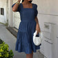 Vestido corto de algodón con escote cuadrado Clementine