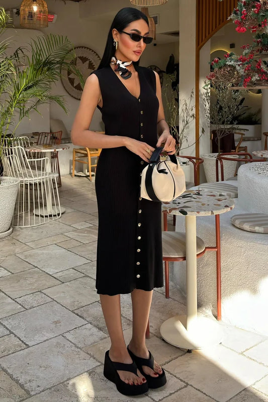Vestido sin mangas acanalado Ariane