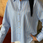 Camisa Coralie de mezcla de algodón con rayas y mangas largas extragrandes