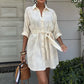 Vestido Suzene Bordado con Detalles de Botones Dorados