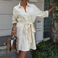 Vestido Suzene Bordado con Detalles de Botones Dorados