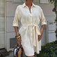 Vestido Suzene Bordado con Detalles de Botones Dorados