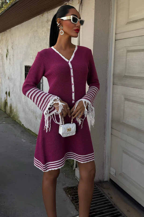 Vestido midi de punto Lili con cierre de botones